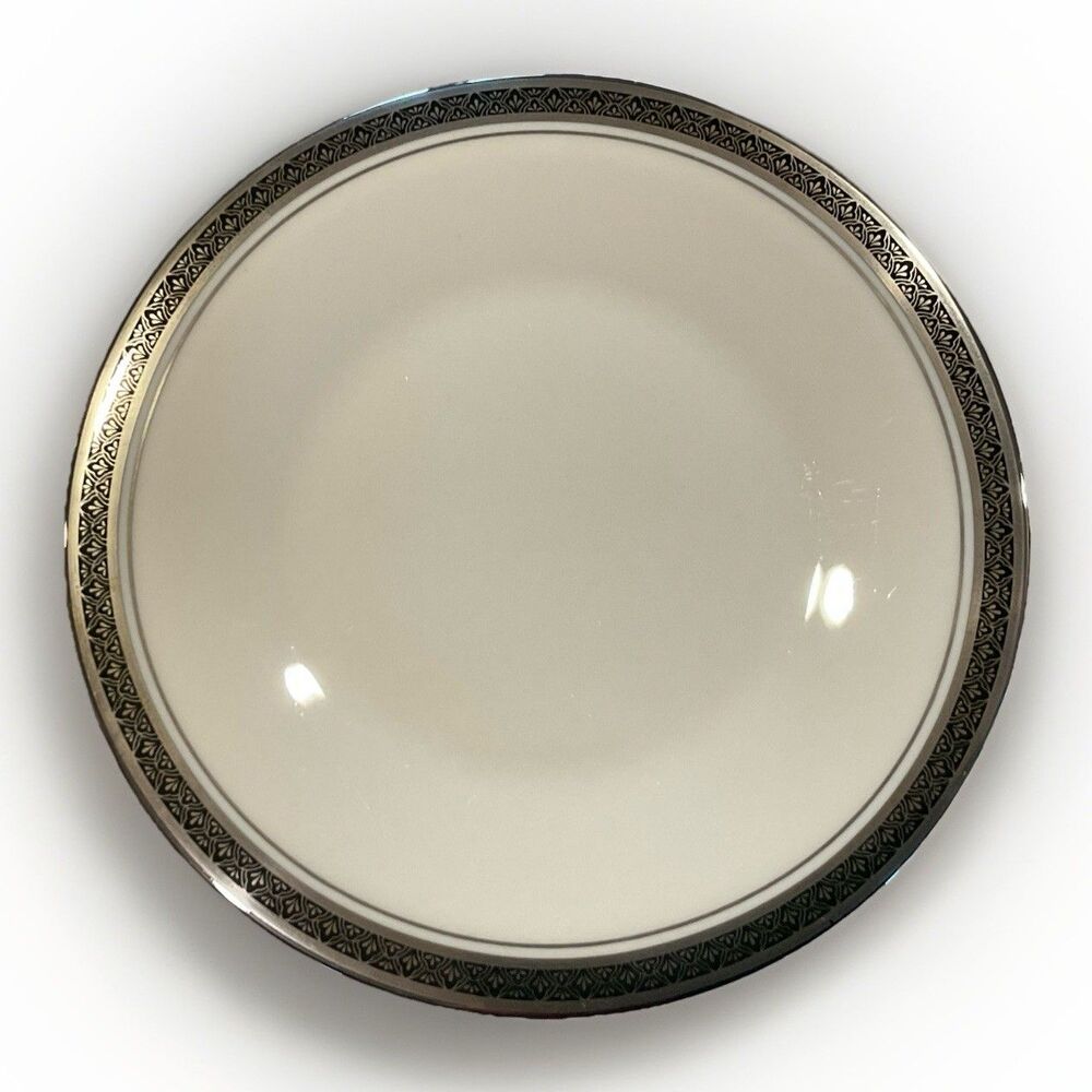 Set Of 5 Franciscan INDIGO Bread Butter Plates 6 1/4” Black Silver Rim USA 1970s